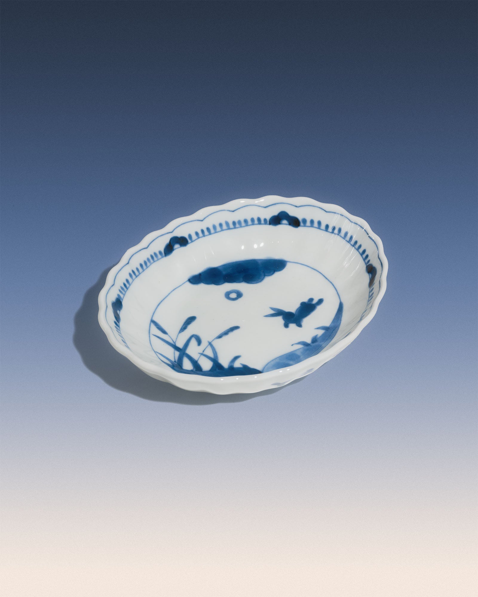 Japanese Ink Wash Style Oval Serving Plate
